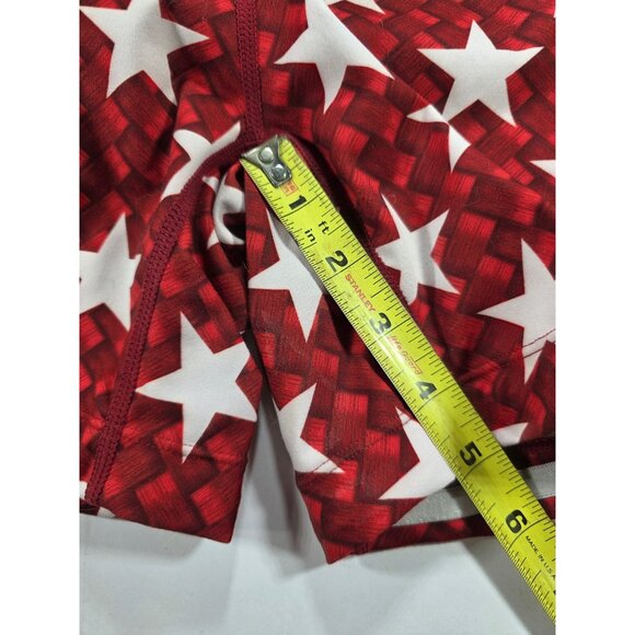 CVG shorts red brick white stars M exercise fitness yoga running pockets - Picture 5 of 5